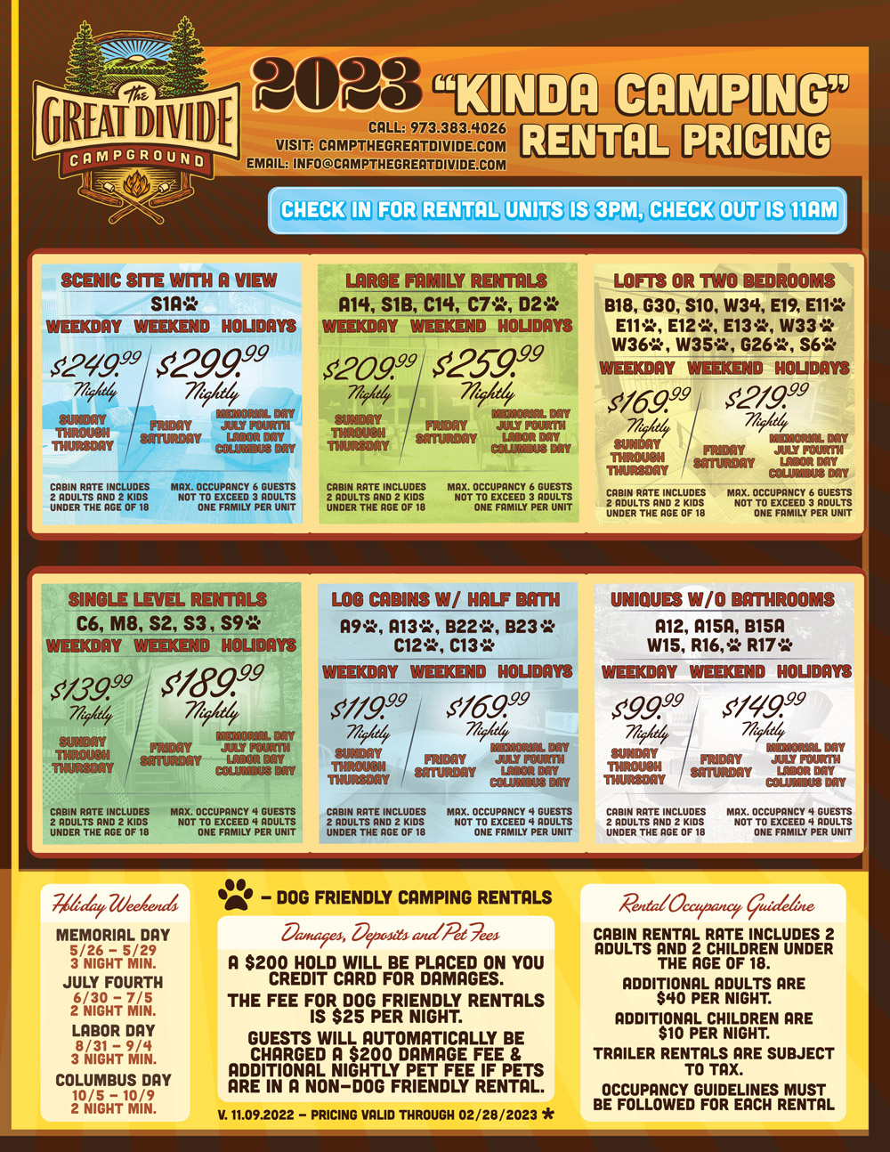 Kinda Camping Rental Pricing